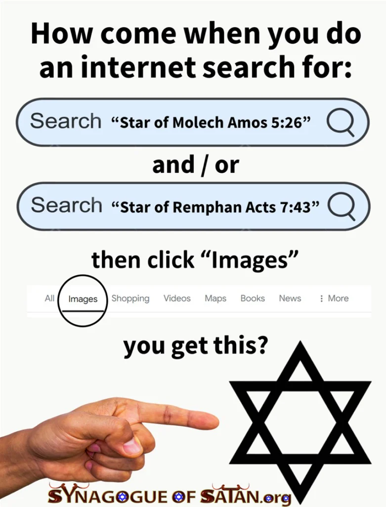 Acts 7:43 Star of Remphan - Amos 5:26 Star of Molech - Fake Star of David synagogueofsatan.org