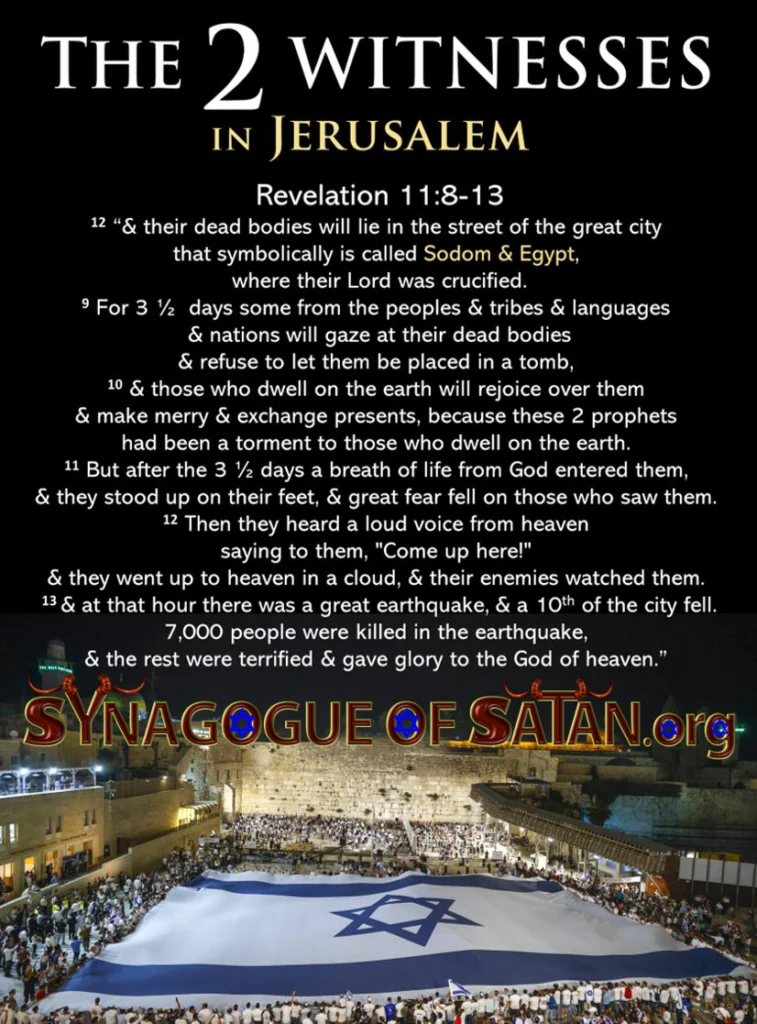 Jerusalem / Israel the Prophet Killer Past, Present & Future! - Matthew 23:37 2 Revelation 11:8-13 Two Witnesses Killed in Jerusalem - 6th Trumpet synagogueofsatan.org